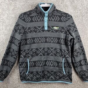 L.L. Bean Black and Gray Patterned Sweater Size L